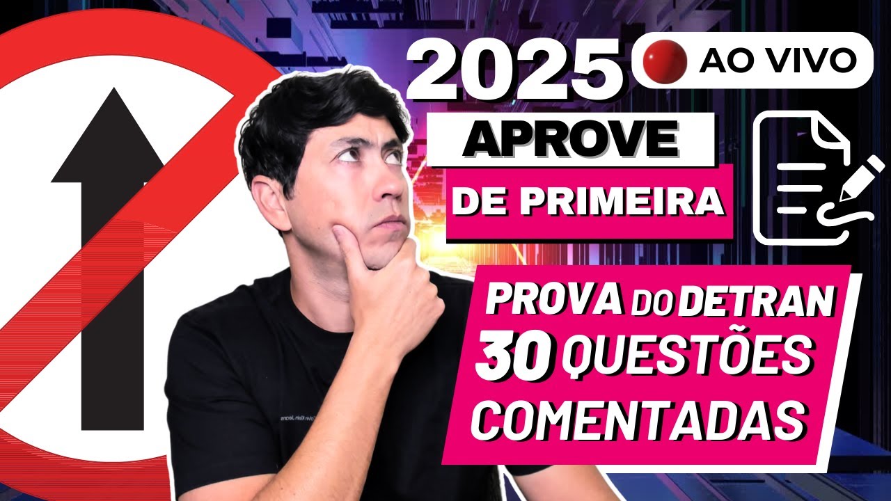 [🔴LIVE 15h] SIMULADO DETRAN 2025 -  REVISÃO DE PROVA DETRAN 30 QUESTÕES  - LEGISLAÇÃO DE TRÂNSITO