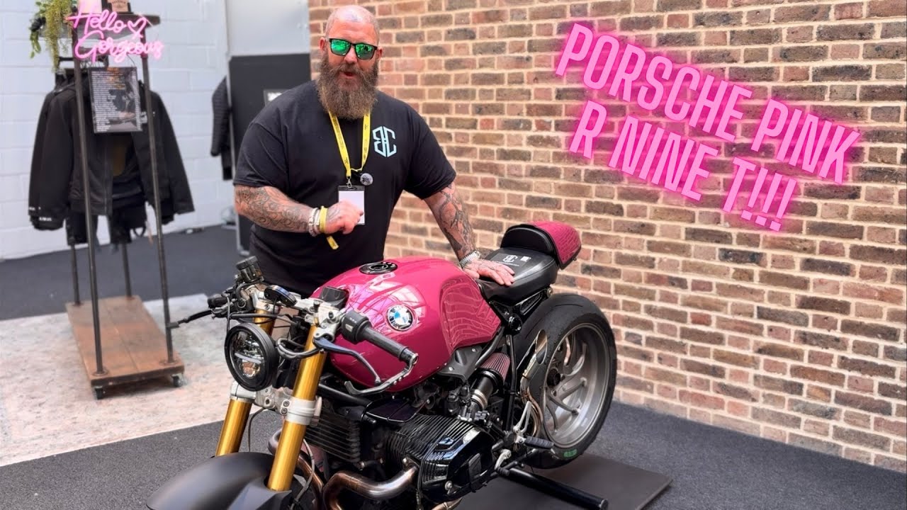 BMW R nine T that stole the bikeshed show!!! Porsche pink one off exhaust what’s not to like?