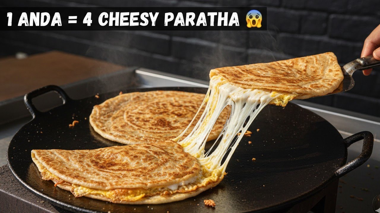 Cheesy Egg Paratha Recipe | Sirf 1 Ande Se 4 Parathe  | Street Style Cheesy Omelette Paratha at Home