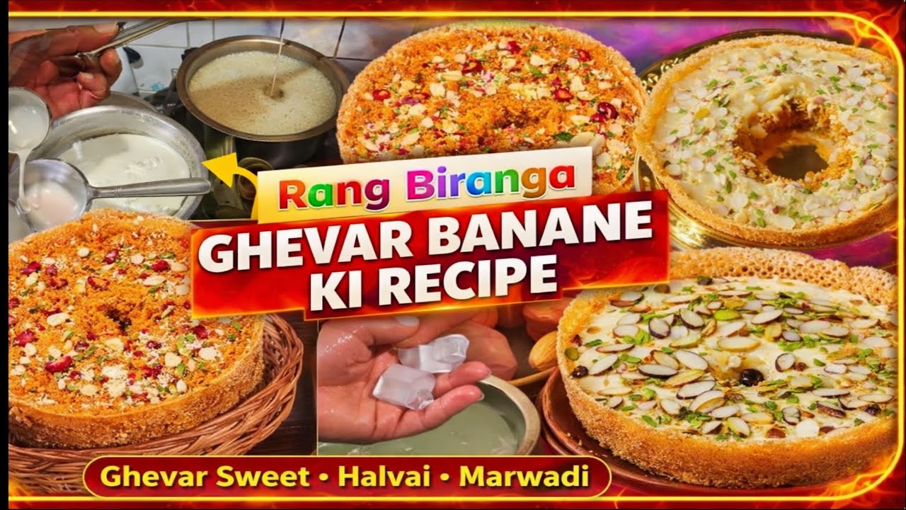 घेवर बनाने कि रेसिपी शुद्ध देसी घी से बना घेवर स्पेशल वह स्वादिष्ट घेवर 