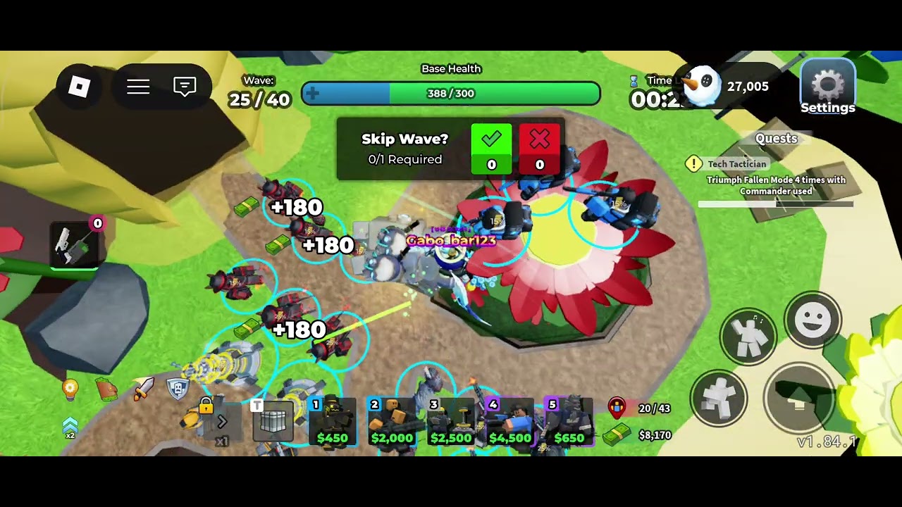 Fallen mode solo (no consumables, hardcore tower y no event towers)