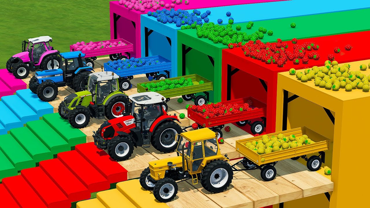 CLAAS vs CASE vs FENDT vs FIAT vs LINDNER TRACTORS BATTLE WITH STRAWBERRY - Farming Simulator 22