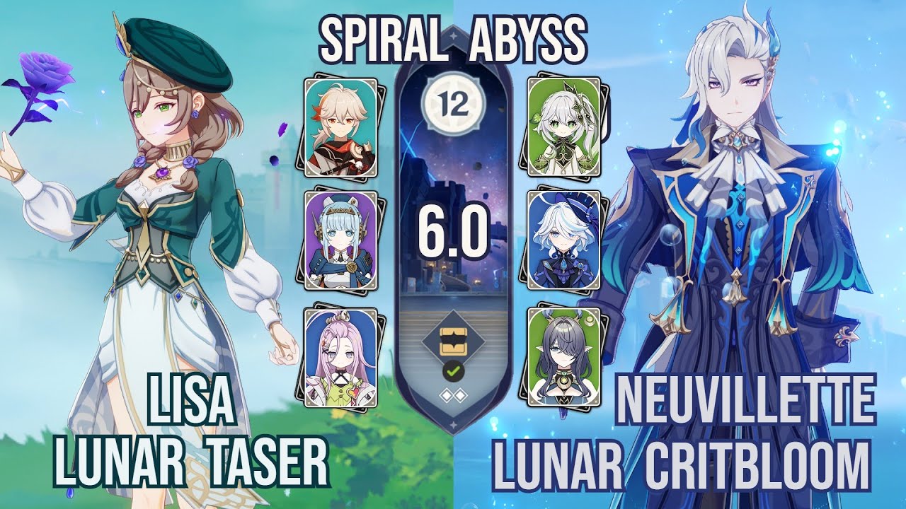 C6 Lisa Lunar Taser + C0 Neuvillette Lunar Critbloom | Spiral Abyss 12 6.0 | Genshin Impact