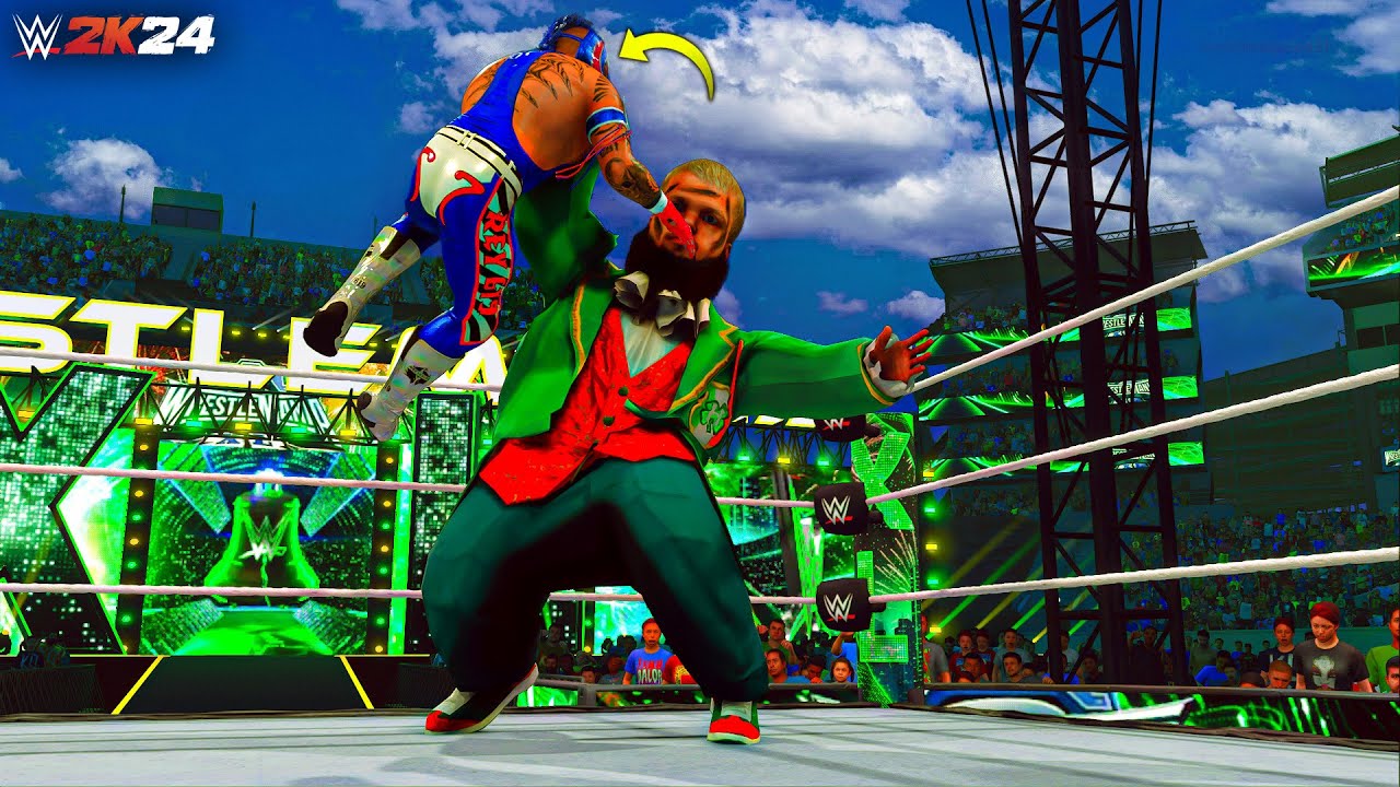 WWE 2K24: Giant Hornswoggle Vs. Rey Mysterio Epic Match!