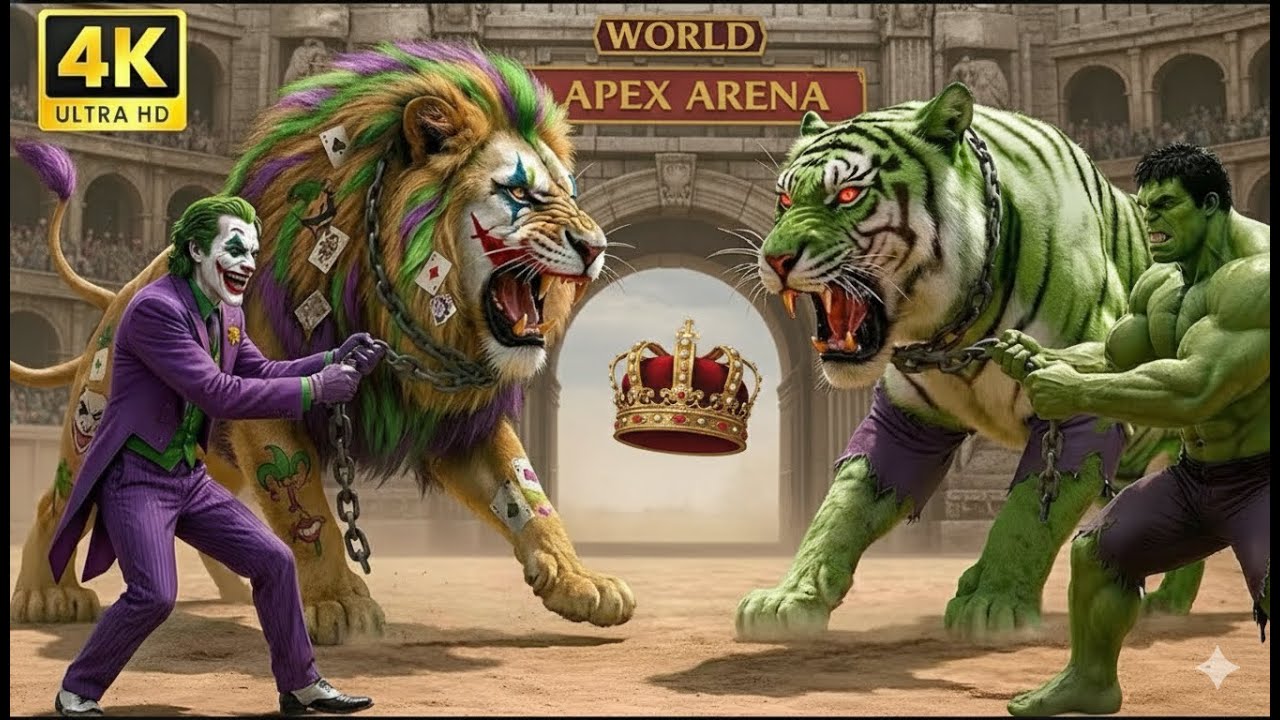 🎬 JOKER LION 🦁 🆚 🐯 HULK TIGER  | World Apex Arena– Roman Colosseum 2026 | 4K #WorldApexArena