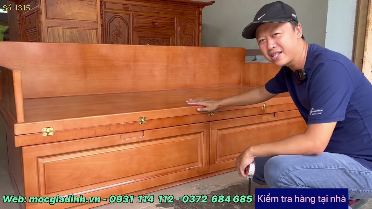 Ghế gấp thành giường gỗ sồi