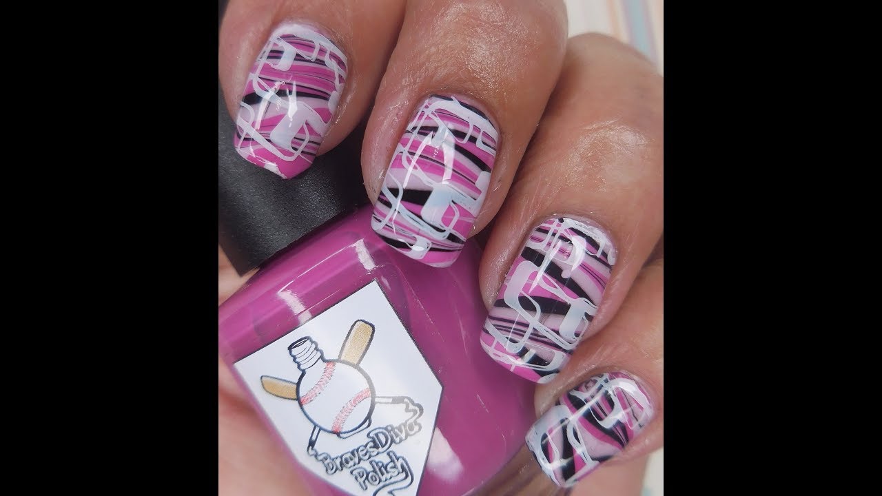 Braves Diva Polish ~ Lilacuna / Throw Like a Girl / On The Black Water Marble