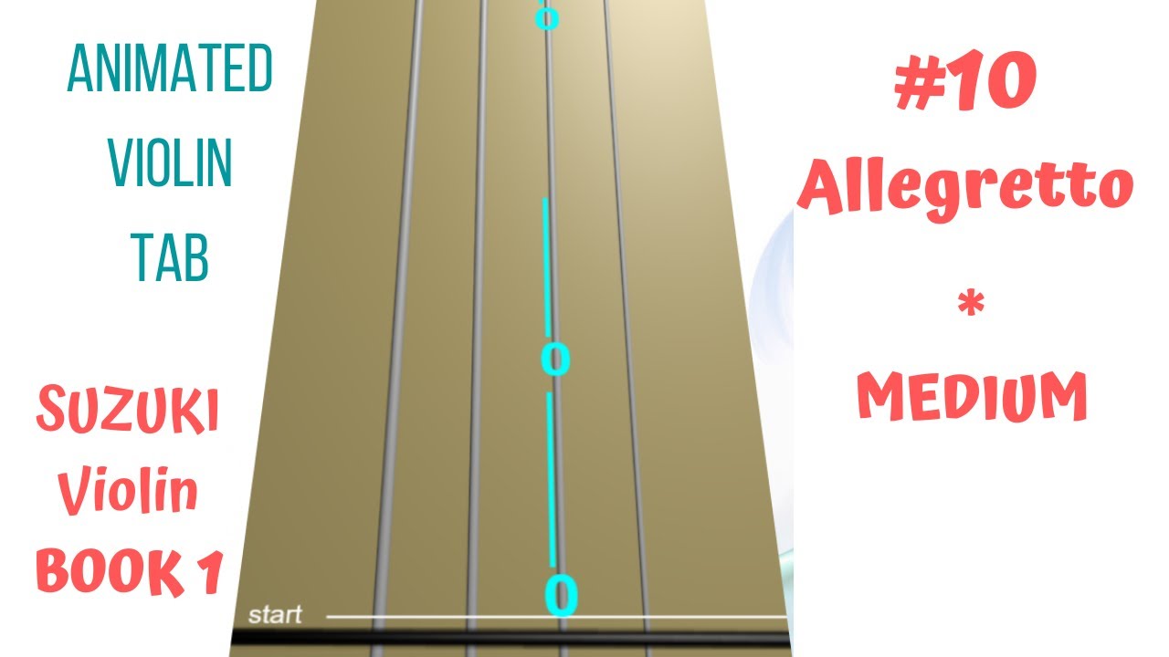🚶‍♀️💫ALLEGRETTO - Suzuki Violin Book 1 - MEDIUM tempo | Song 10 | PLAY ALONG w/ Animated Violin TAB