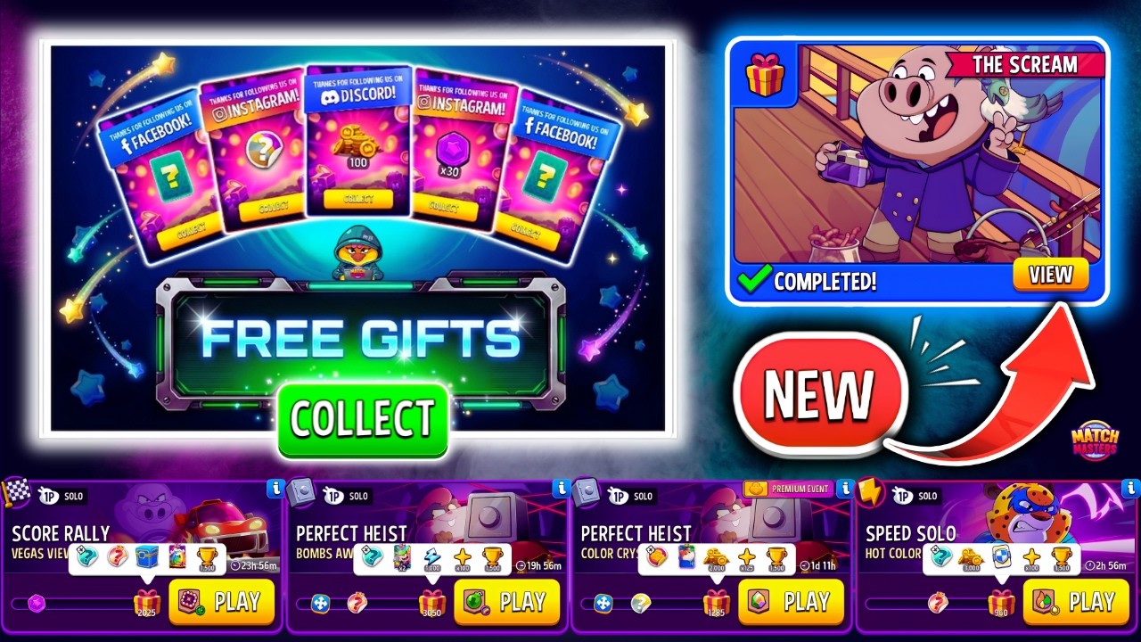UNLOCK FREE GIFTS 🎁 NEW STORY &ldquo;SCREAM&rdquo; + x4 SOLO CHALLENGE | MATCH MASTERS