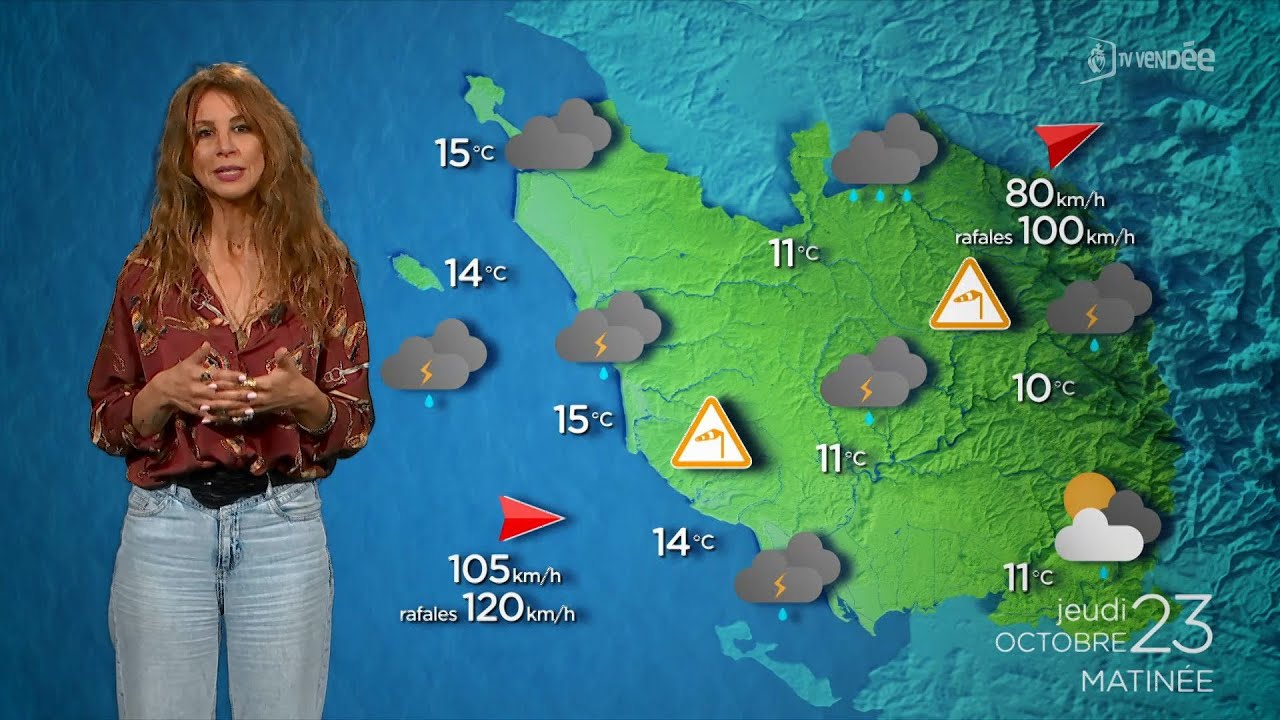 La m&eacute;t&eacute;o de la Vend&eacute;e du jeudi 23 octobre 2025 : vigilance orange avec la temp&ecirc;te Benjamin