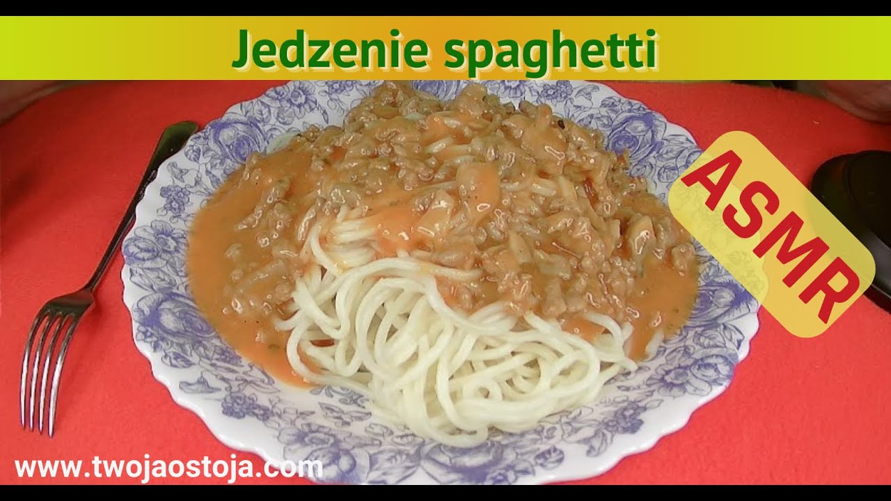 😋🥄 ASMR PL - Jedzenie spaghetti, mlaskanie, whisper, munching sound, szept 😋🥄