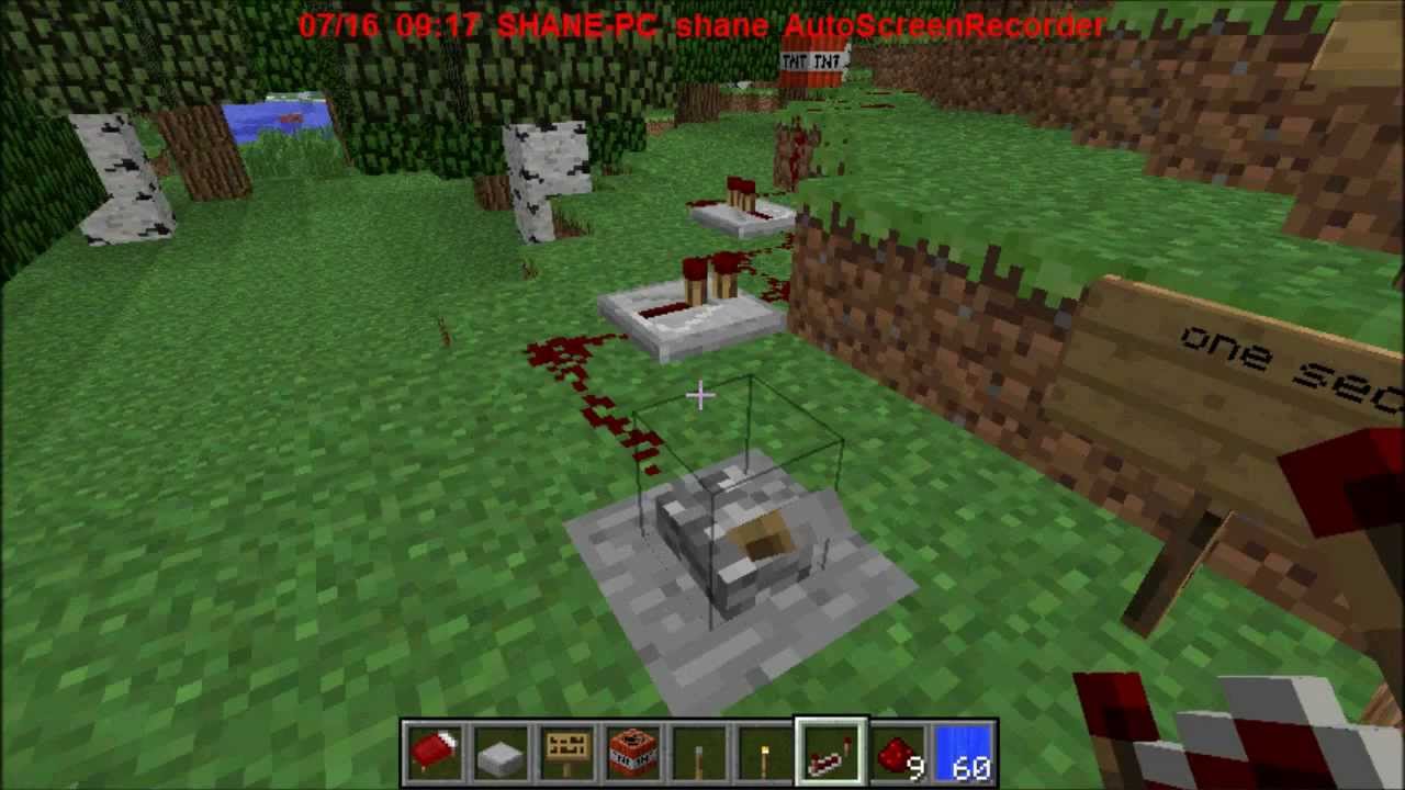 Minecraft- Blowing up a tree!! 1stick of dynomite