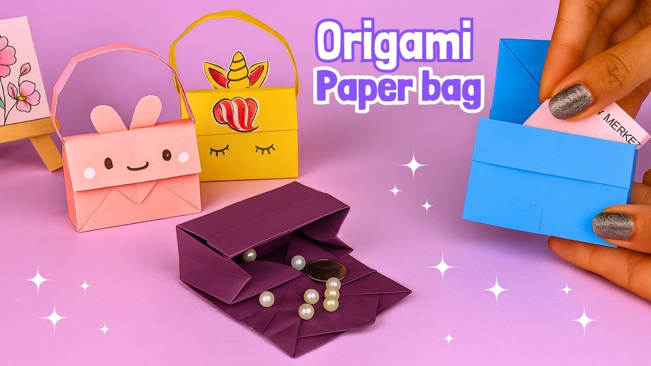 How to Make Origami Paper Bag | Cute DIY Handbag | Unicorn, Bunny, Bear & More - Easy Tutorial