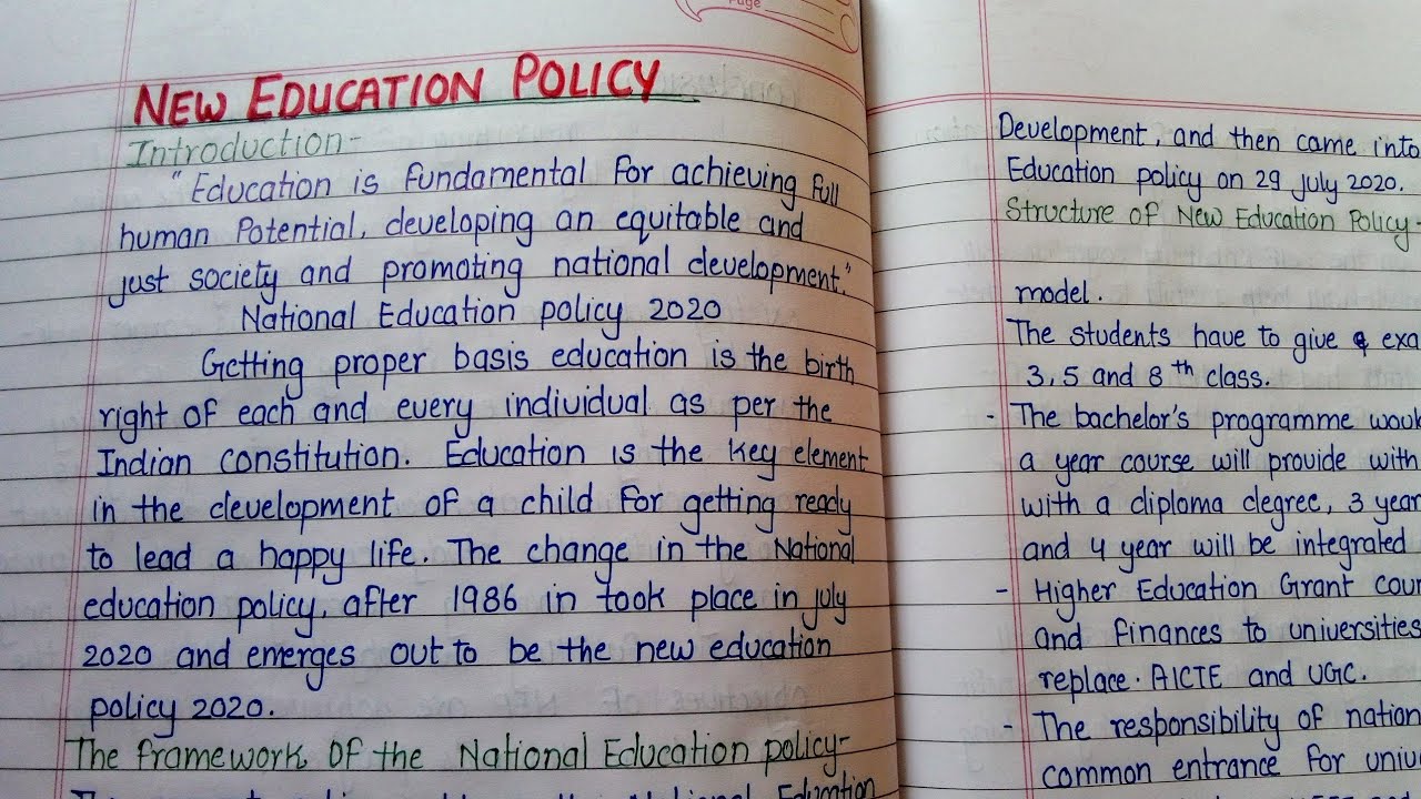 Essay on New Education Policy 2020 ( framework, structure, advantage/ disadvantage or necessity)