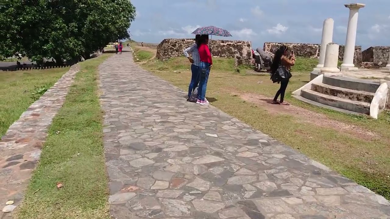 Walked Along the Galle Dutch Fort Sri Lanka with Sea view and sea breeze on sunny day.