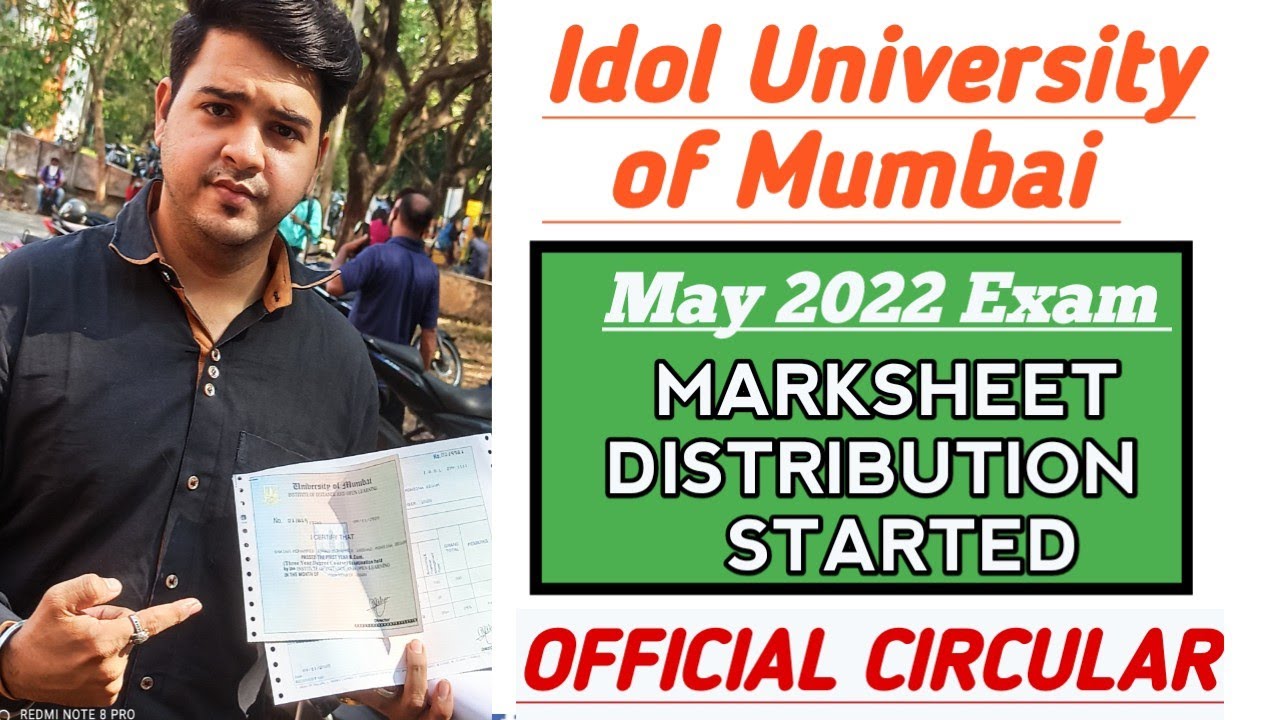 Idol Marksheet Distribution Started May exam|Official Circular|Mumbai University idol Marksheet|