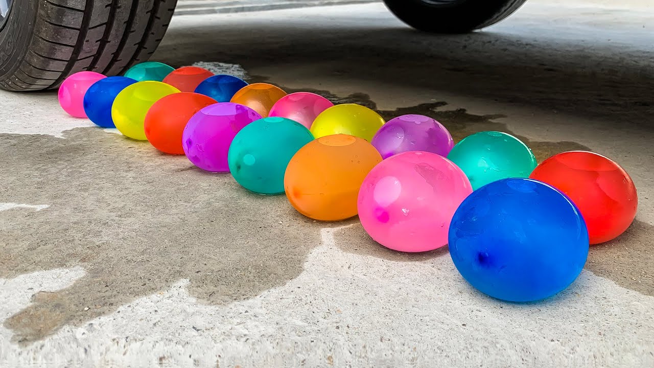 Experiment Rainbow Water Balloons vs Car! Crushing Crunchy, Soft Things with Car ASMR! HP Crushing