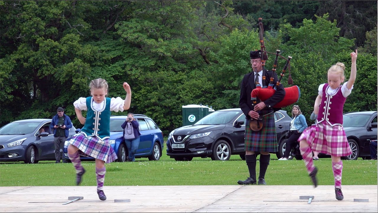 Scottish Sword Dance display by young Highland Dancers during Pitlochry Highland Nights July 2022