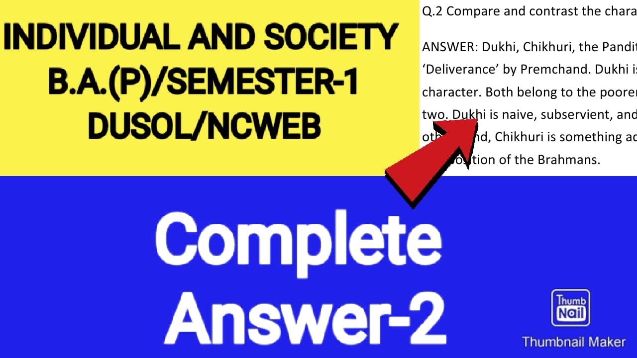 The Individual and Society Ans-2 B.A.(P)/Semester-I English Discipline Specific Course DU SOL NCWEB
