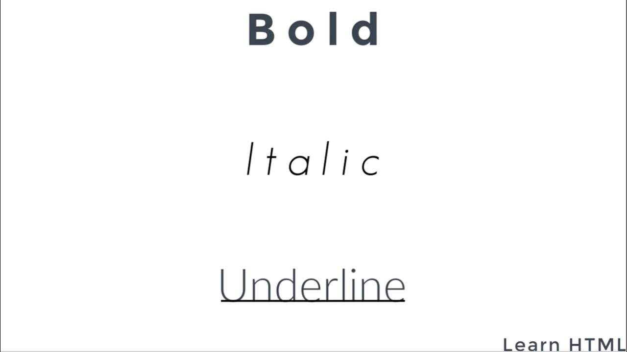 Learn HTML: How to make a text Bold, Italic and Underline in HTML