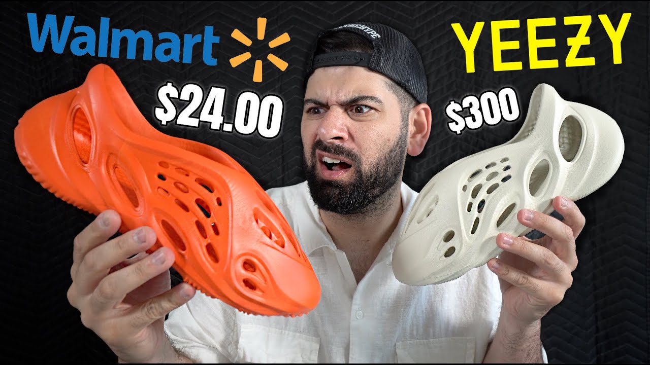 Кроссовки Walmart Foam Runner за 24 доллара против кроссовок Yeezy Foam Runner за 300 долларов (с...