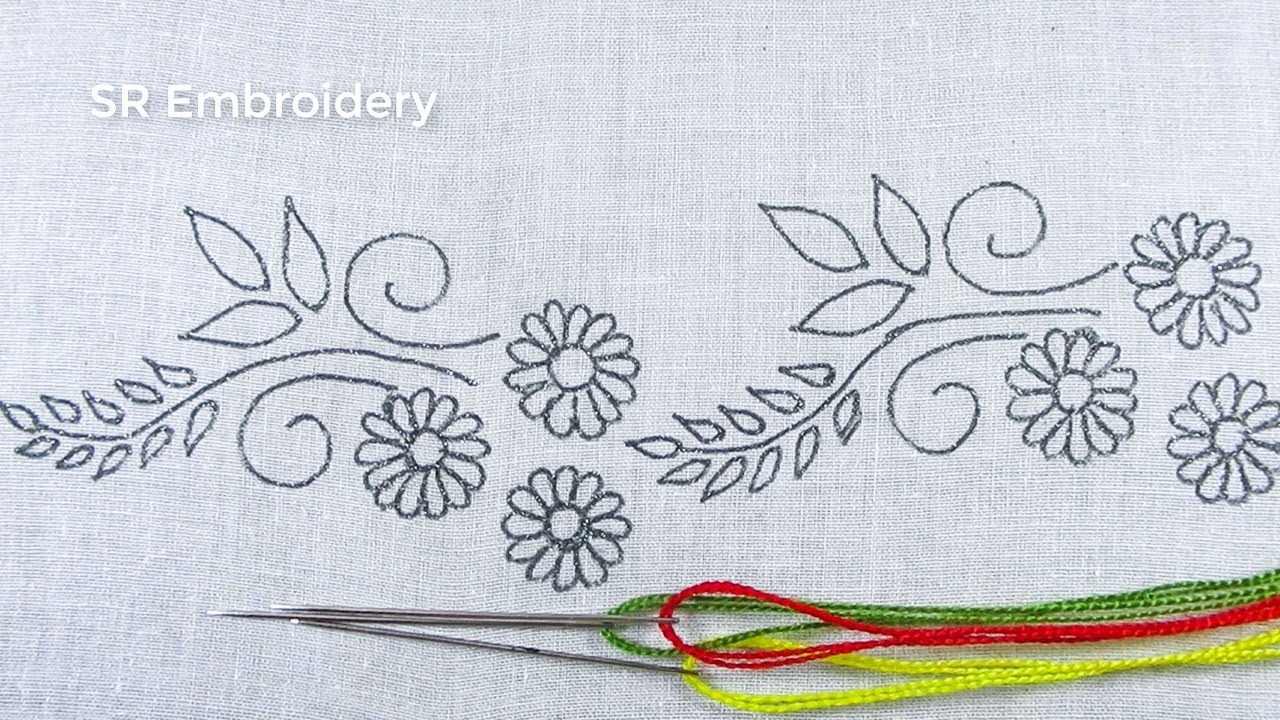 Hand Embroidery, New Design Phulkari Hater Kaj, Border Line Kamij Design (Hand Embroidery Work)
