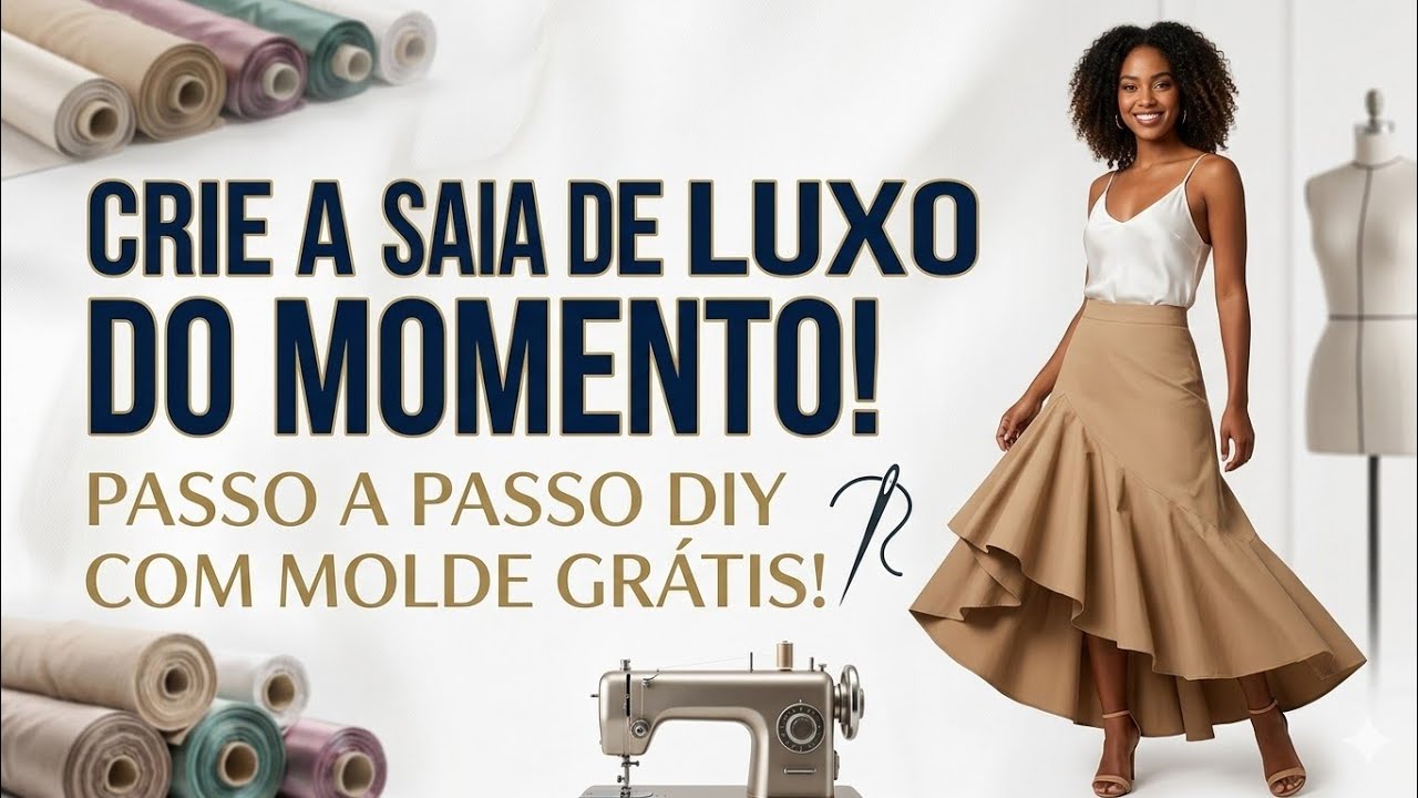 ✅️ DIY Como fazer Saia Longa Evasê com Babado_Tutorial de Costura passo a passo Gisleide Novelo