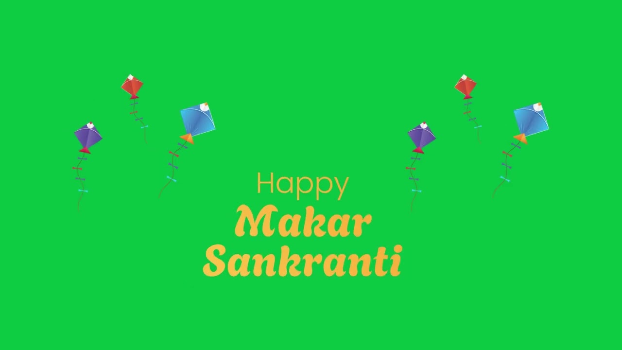 Happy Makar Sankranti with Kites Flying in Sky Digital Illustration | Animation | Green Screen