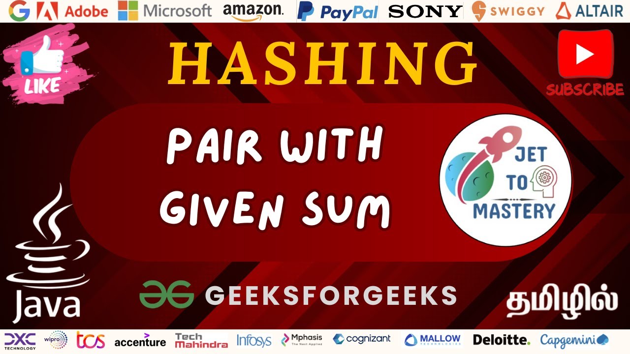 Check Pair Sum || Pair With Given Sum || GFG || DSA || Hashing || Java || Tamil