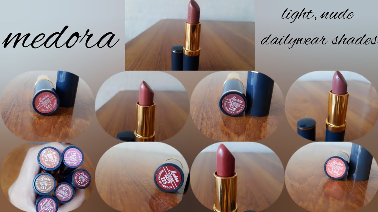 light, nude and dailywear shades of medora lipstick|clear swatches in 🌞 light