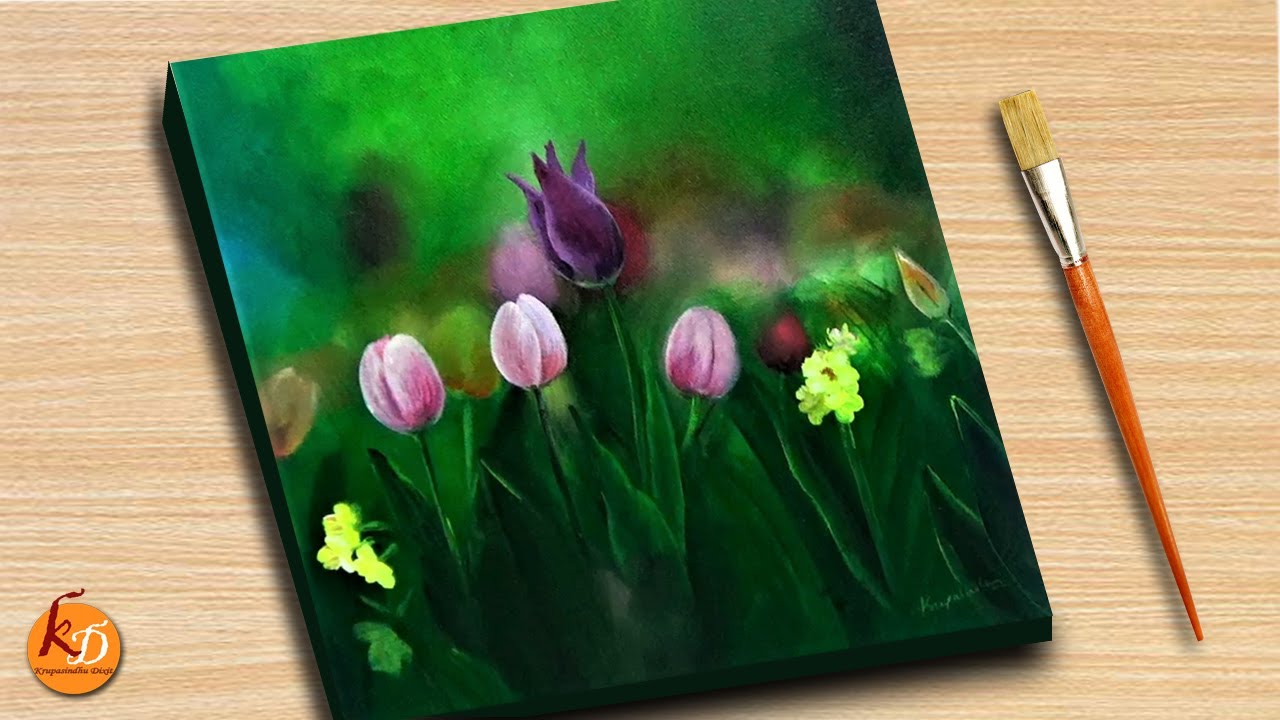 Morning Tulip Field Acrylic Painting 🌷🌷| Episode #190