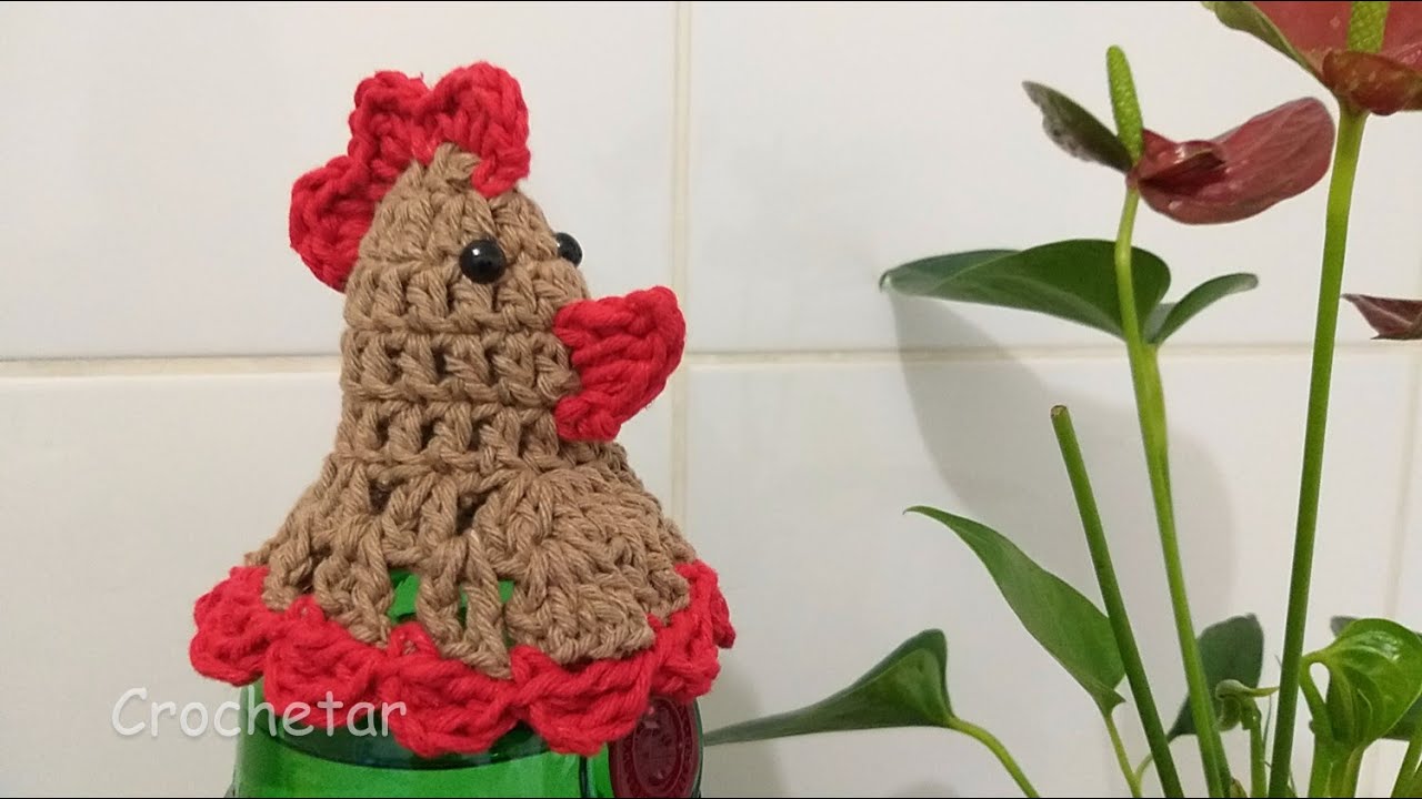 Galinha Ponta de Garrafa crochê - Professora Maria Rita