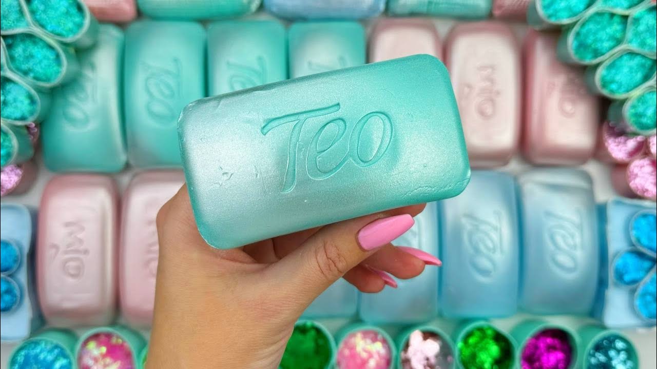 ASMR★(4K)★Crushing soap★Soap boxes with foam starch&glitter★Cutting cubes★