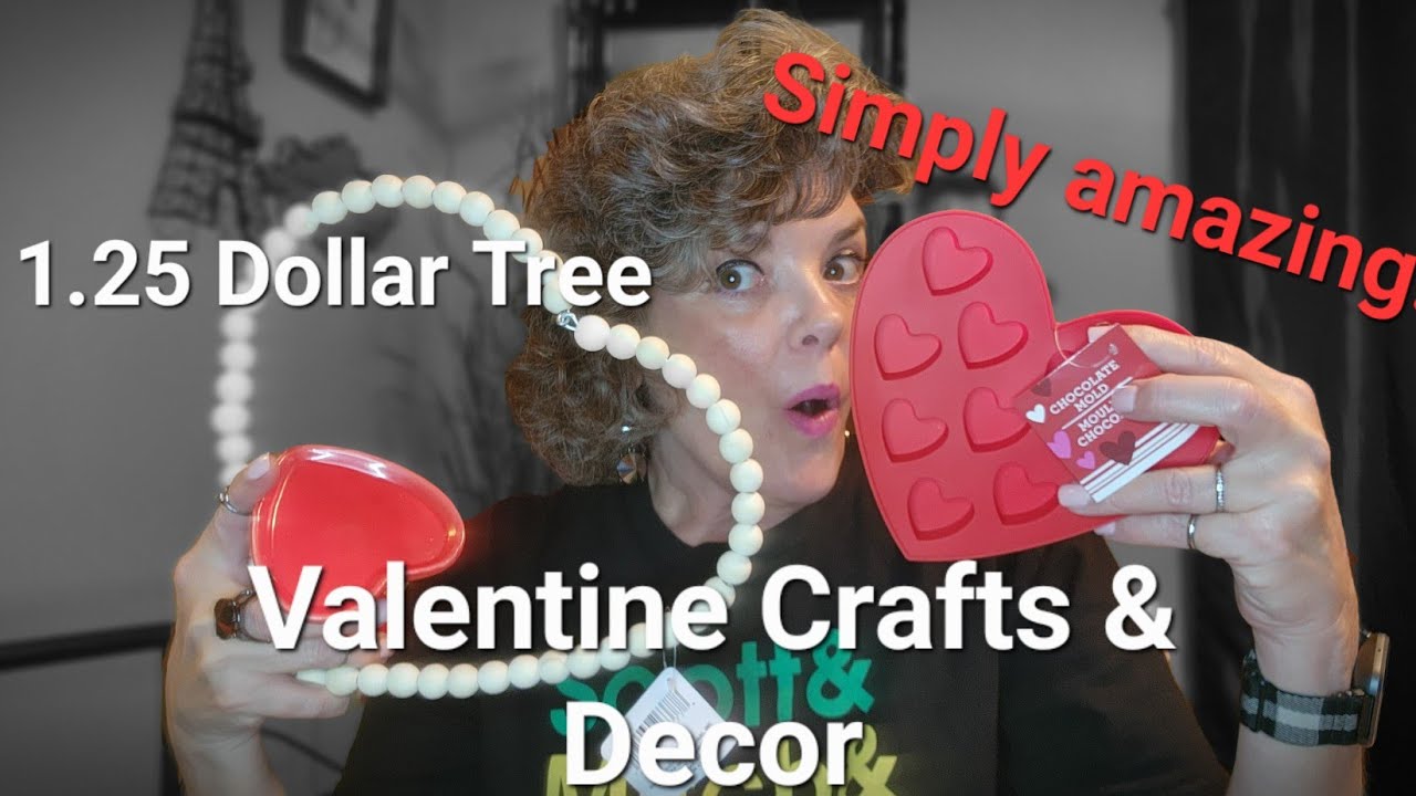 Amazing!!! $1.25 Dollar Tree Valentine Haul! All the craft and decor items  needed for February 14th