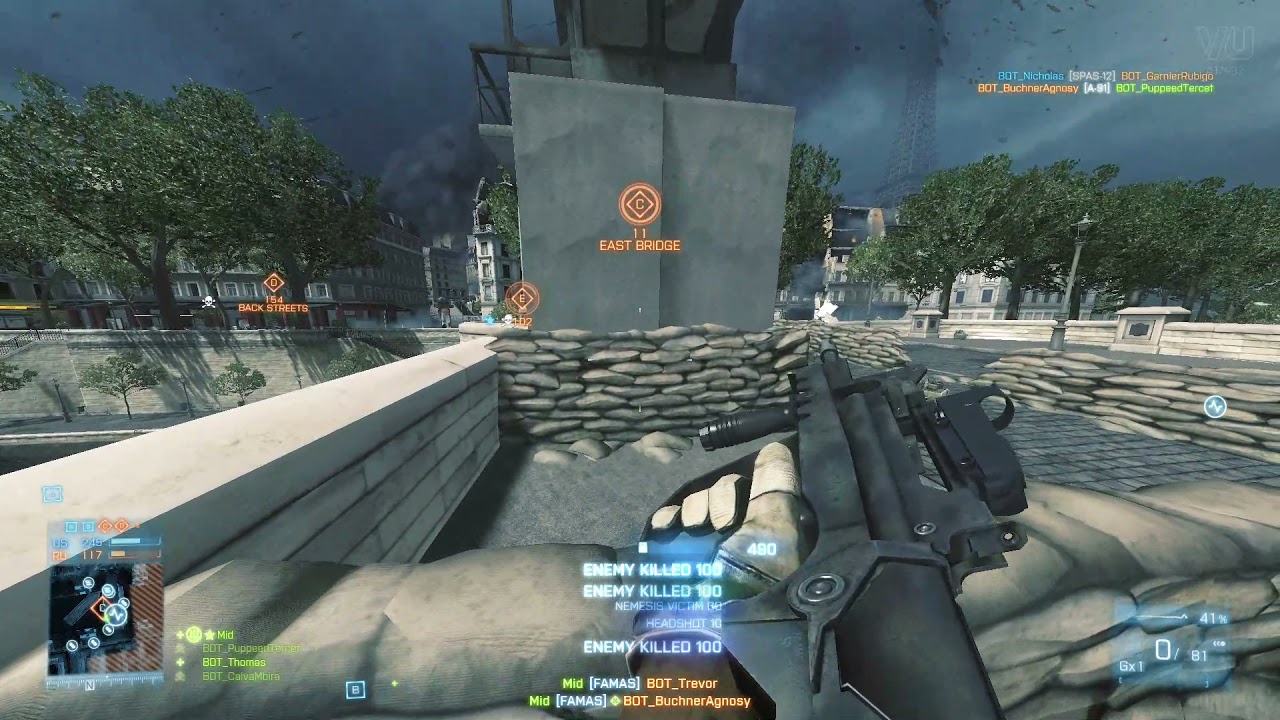Battlefield 3 Venice Unleashed: Bot gameplay with the Famas