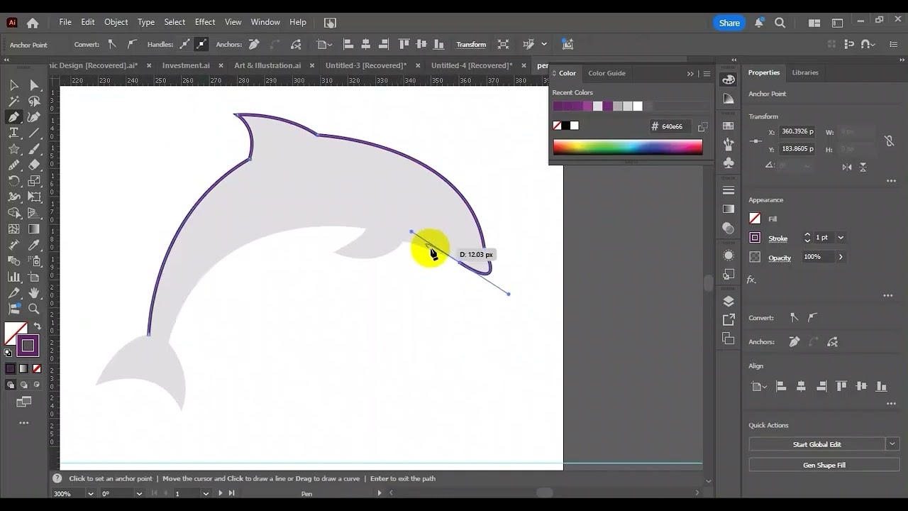 شرح أداة Pen Tool في Adobe Illustrator