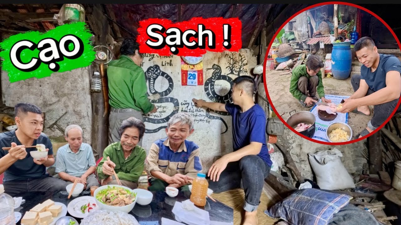 Cạo Sạch Bức Tranh Rắn Để Chuẩn Bị Vẽ Đàn Ngựa Chào Năm Mới Và Ẩm Thực Vịt Nấu Măng | HUY ANH TV