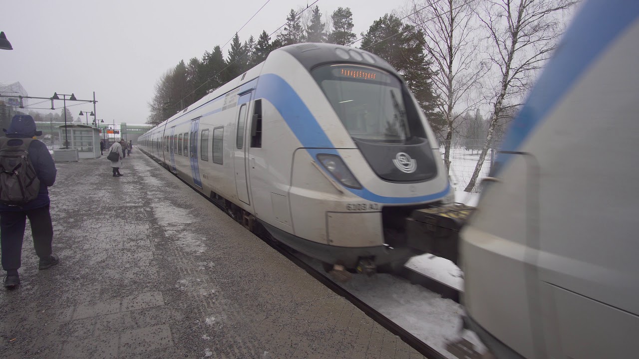 Sweden, Stockholm, winter train ride from Handen to Farsta strand
