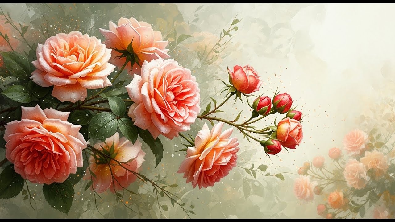 Warm Floral Morning - Aesthetic Frame TV Art - 4K Rose Garden Background