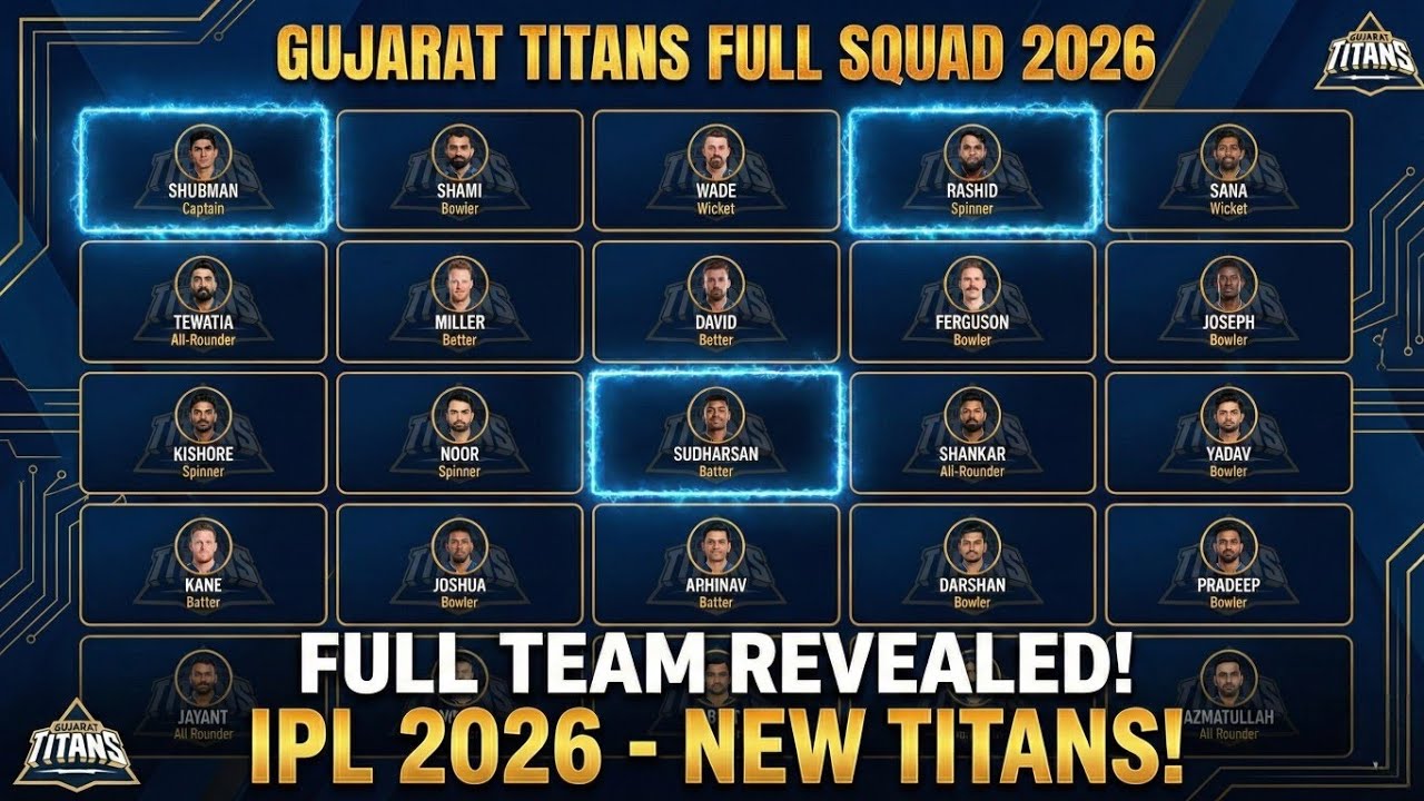 Gujarat Titans 25 Players Squad for IPL 2026 | GT Squad 2026 | Jason Holder in GT 2026