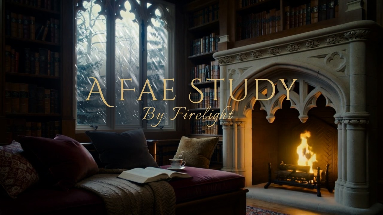 A Private Firelit Study | Fireplace & Rain for Deep Focus (6 Hours)