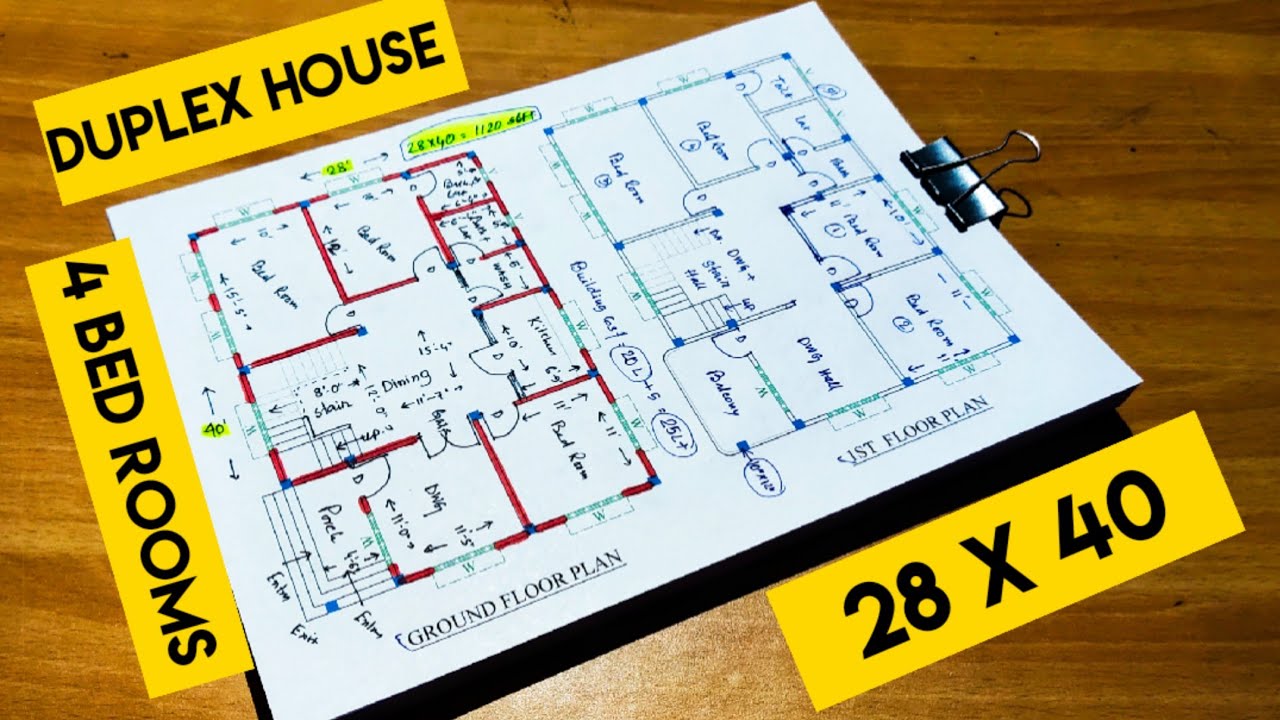 28 x 40 duplex house plan II 28 x 40 ghar ka naksha II 28*40 home design