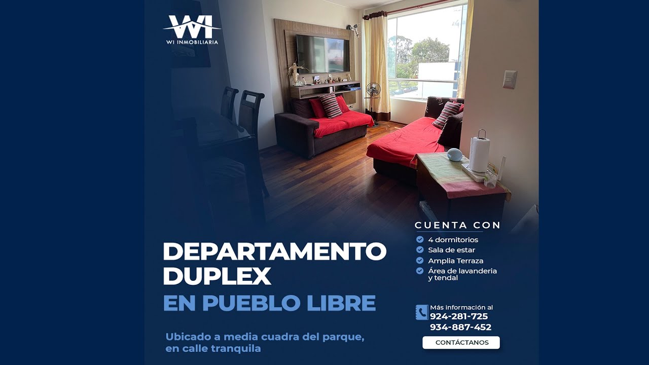 VENTA - cómodo departamento duplex de 4 dormitorios - Pueblo Libre