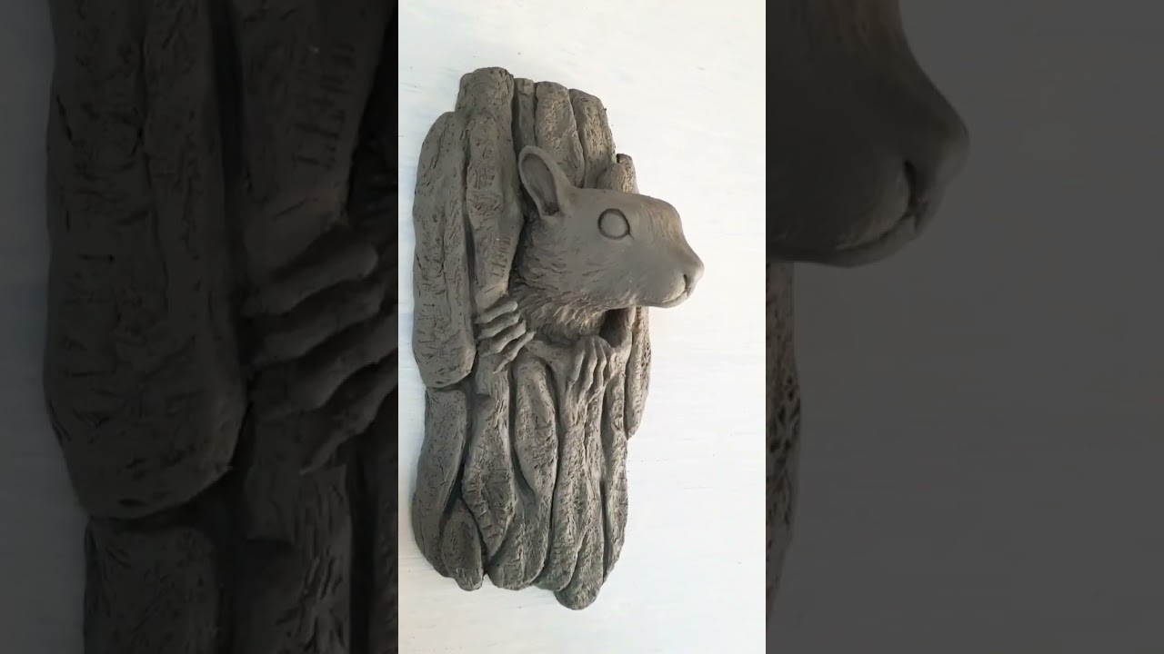 clay Squirrel wall hanging sculpture #shorts #sculpture #craft #art #clay #subscribe #squirrel
