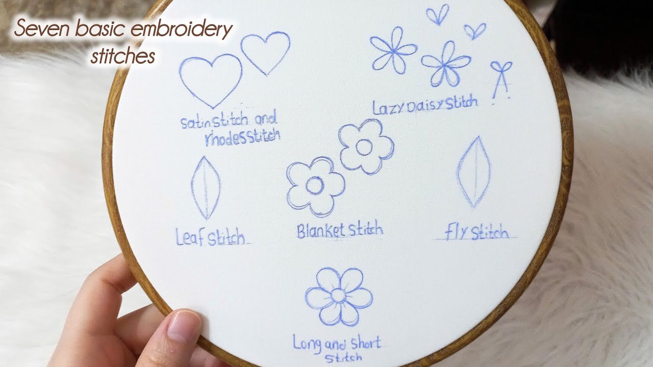 تعليم تطريز سبع غرز تطريز اساسية للمبتدئيين Embroidery Seven Basic Stitches for Beginners