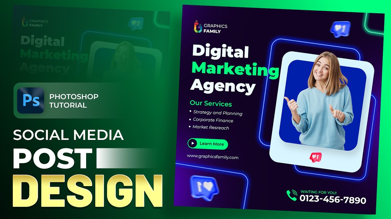 How to Create and Use a Free Digital Marketing Social Media Post Template | Easy Photoshop Tutorial