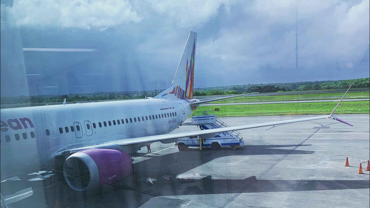Approach, landing and taxi, into Cheddi Jagan International Airport (GEO). (Caribbean Airlines)