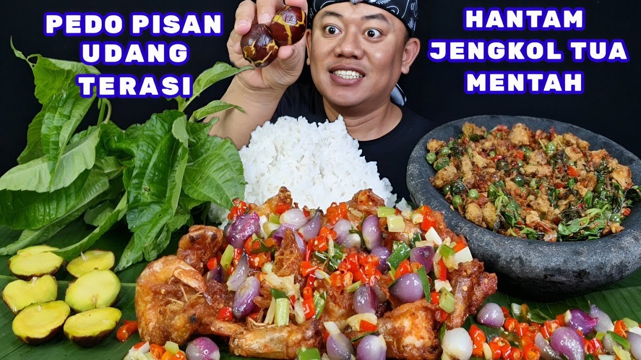 NGEUNAH NIKMAT ⁉️ MAKAN UDANG GORENG TERASI OSENG BAMER LALAPAN JENGKOL MENTAH SAMBEL ONCOM 