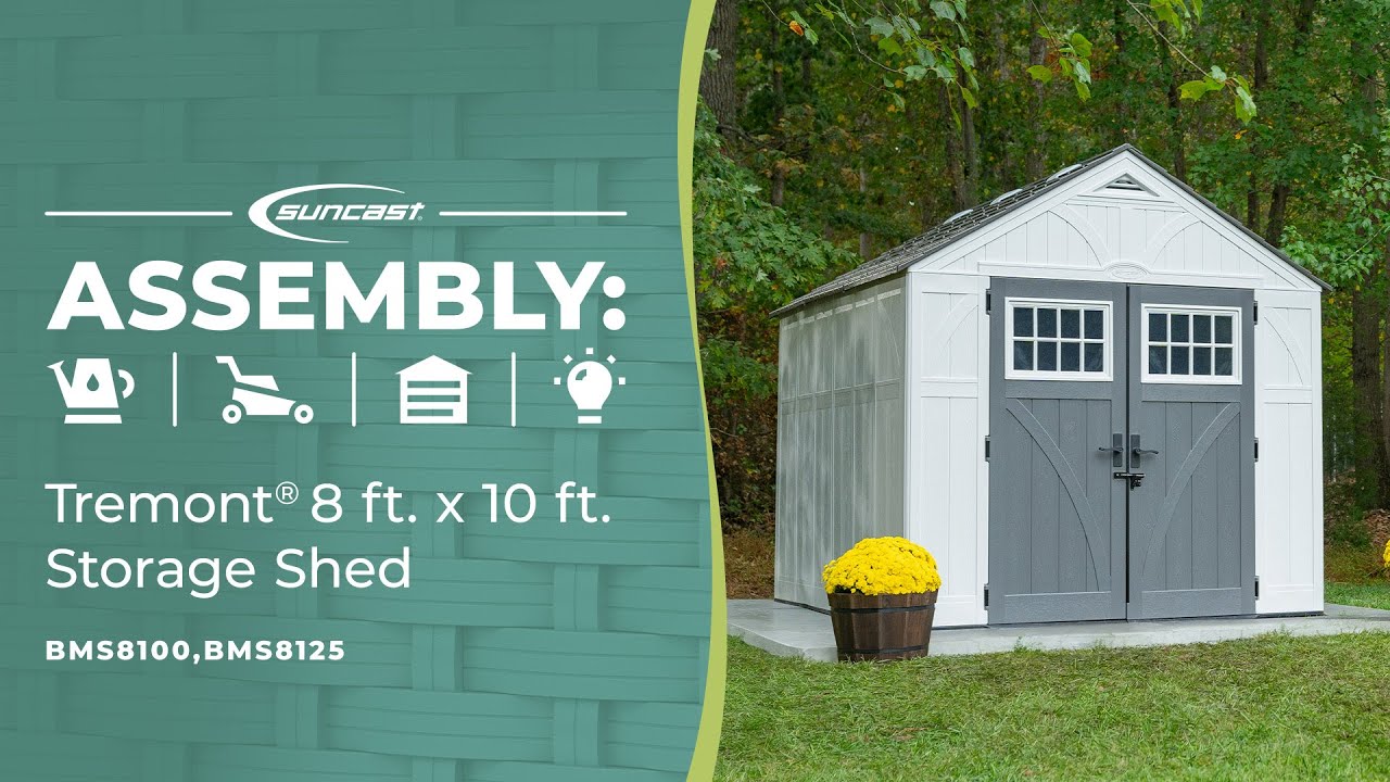 Suncast Tremont 8 ft. x 10ft. Storage Shed Assembly Video