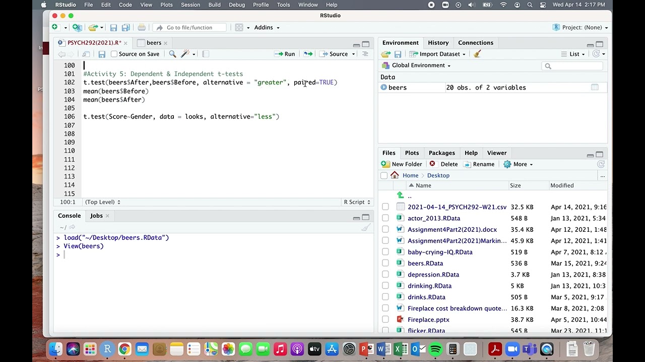 Dependent and Independent t-test in R